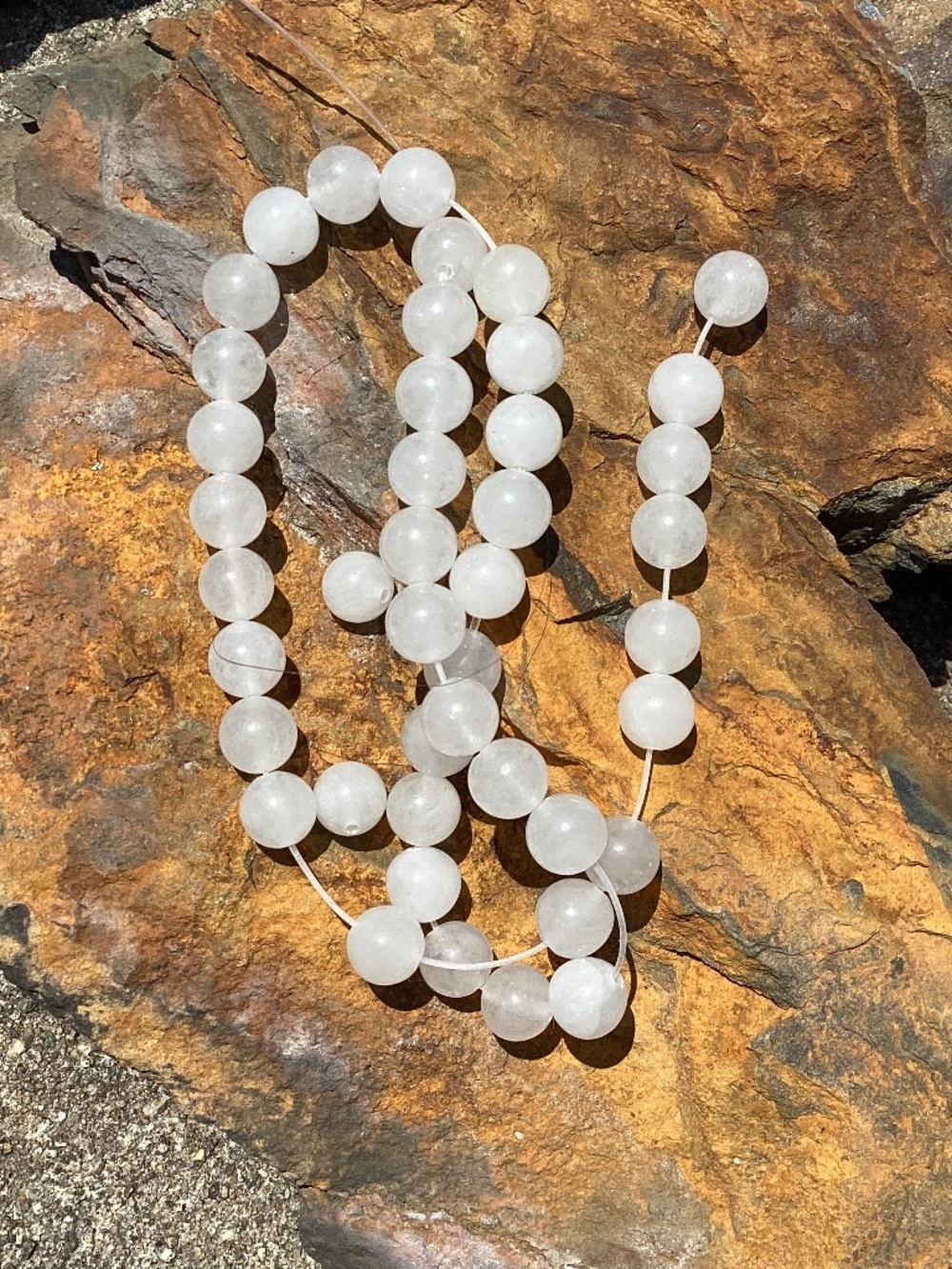 44 Pieces White Jade 8mm Round Beads, NWT, Drilled